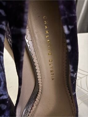 Charlotte Olympia Purple Velvet Pointed Toe Heels